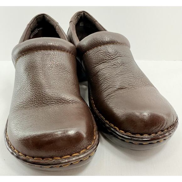 b.ø.c Born Concept Peggy Brown Leather Slip-On Comfort Clogs Women’s Sz 8 BC6632 - Picture 2 of 12